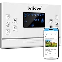 8 Zones WiFi Smart Sprinkler Controller, Briidea Automatic Irrigation Controllers with Customized Watering Schedule &amp; Seasonal Adjustment, Water Efficiently and Keep Your Plants Healthy, MK-117