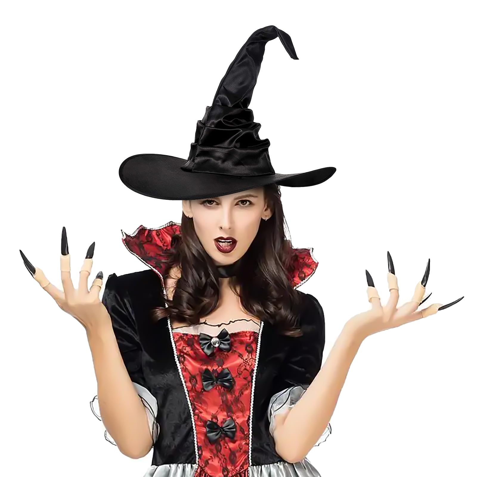 2 Pcs Halloween Wizard Hat Large Ruched Witch Hat Black Wizard Headwear Wide Brim Pointed Hat for Halloween Party Costume Masquerade Cosplay Accessory - Image 2