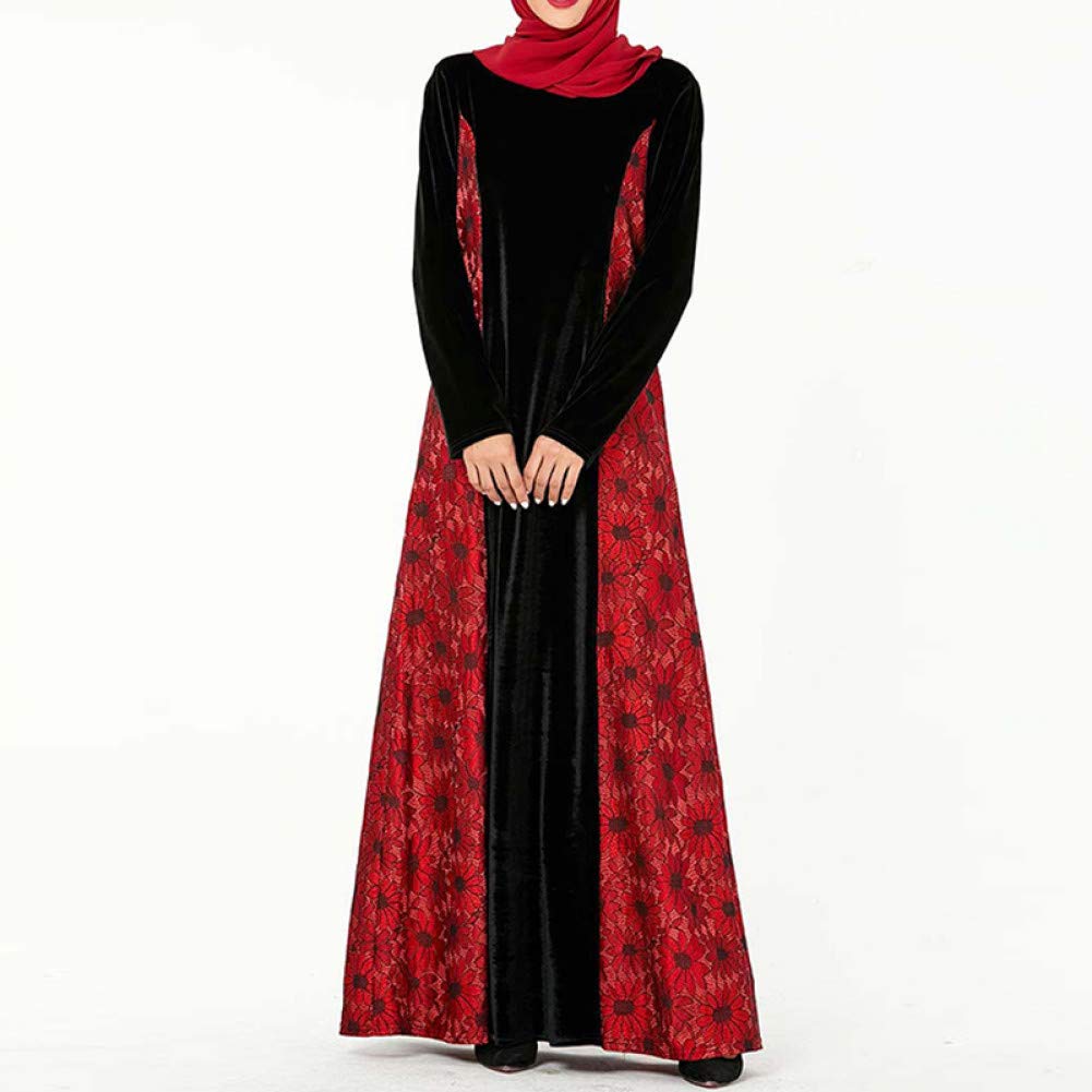 Yuanchengplus Size Black Velvet Abaya Dubai Turkish Hijab Muslim