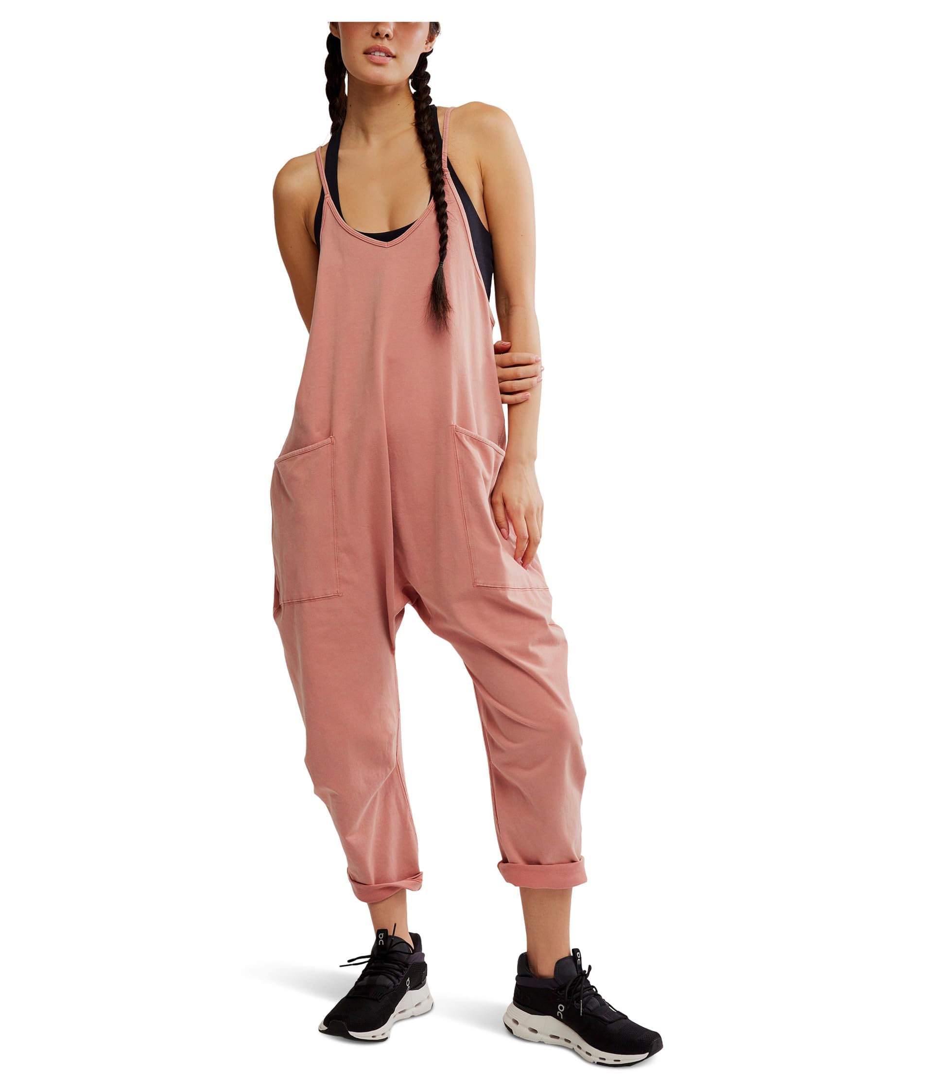 Free People Womens Hot Shot Onesie Petal Large Inseam: 13
