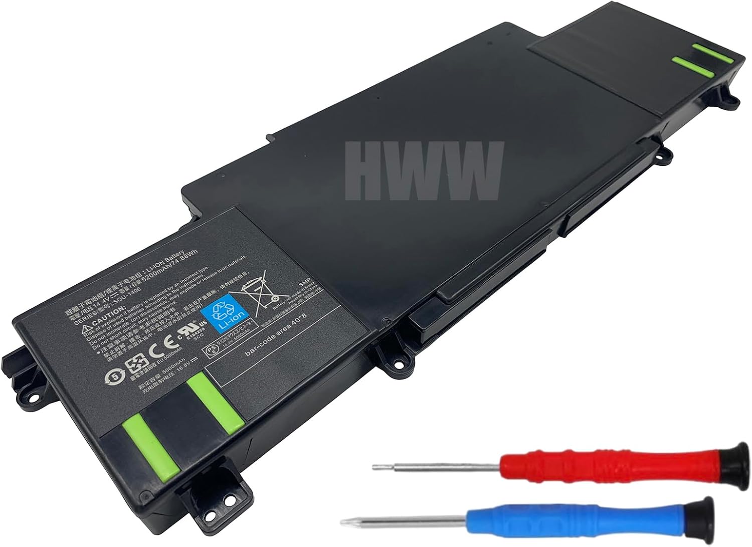 HWW New 14.4V 74.88Wh 5200mAh Replacement SQU-1406 Laptop Battery Compatible with ThundeRobot 911-E1 911-T1 911-T2 911-S1 911M 911GT IBUYPOWER Spectre 13 Ultrabook Chimera CX-9 Series Laptop