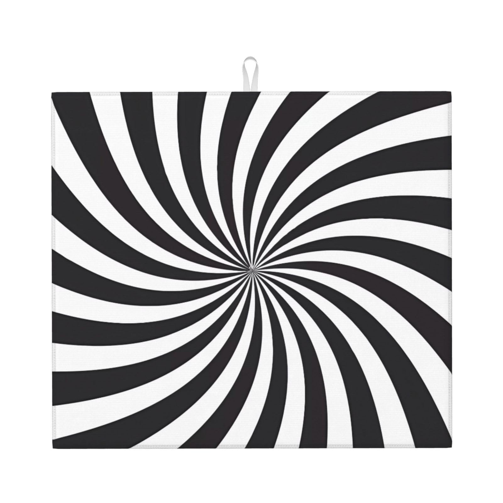 YYHWHJDE White Black Swirl Design Prints Kitchen Drying Mat – Absorbent Microfiber Throw for Dishes, Non-Slip Counter Layer with Vibrant Fade-Resistant Print, Ideal for Appliance Protection
