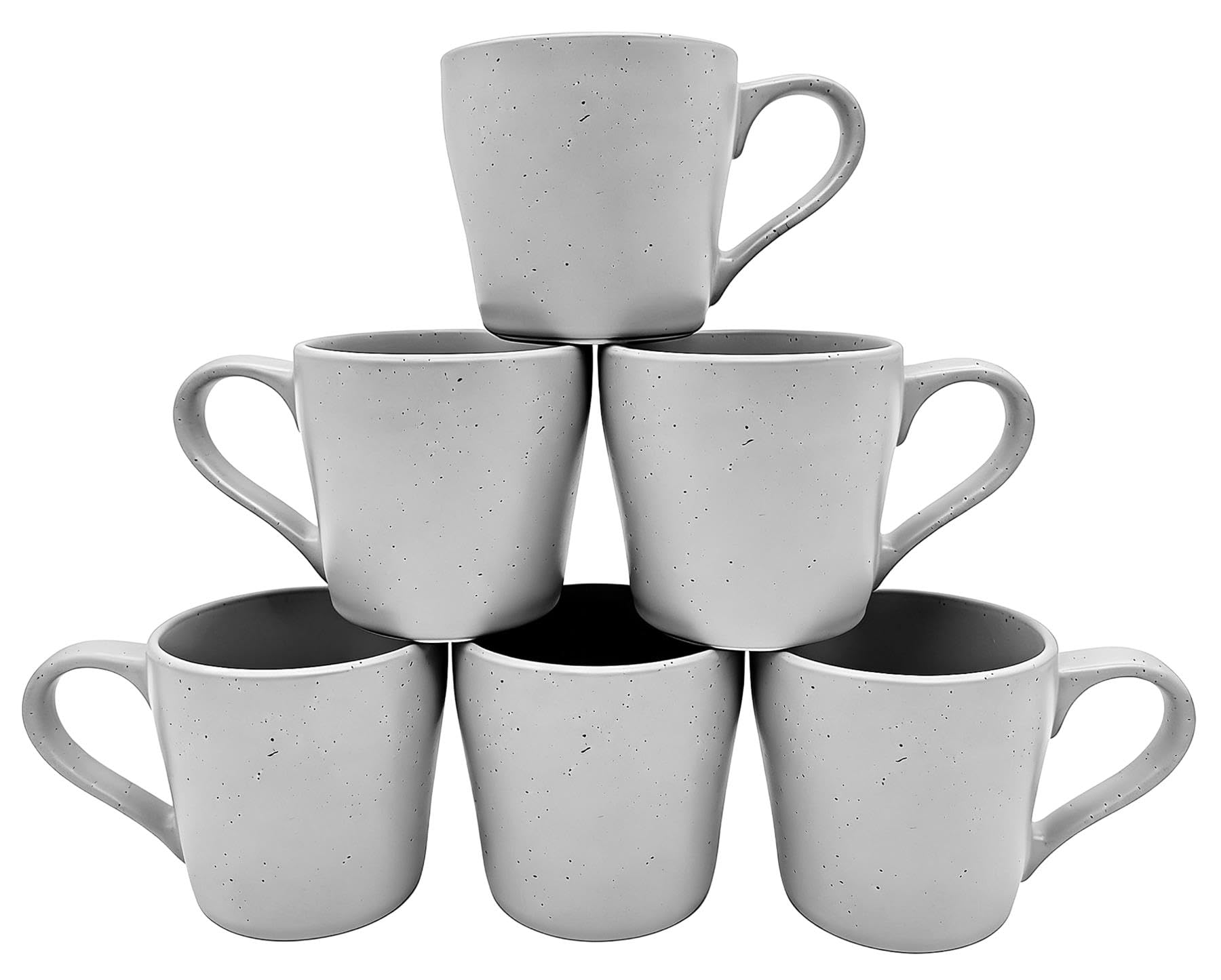 simpa 6PC Grey Ribbed Speckled Stoneware Mugs 500ml