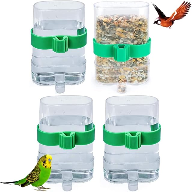 Water Feeders for Birds,Liwein 4 Pack Bird Water Dispenser Automatic Bird Feeder Food Dispenser Pet Feeder Water Cup for Parrots Budgie Cockatiel