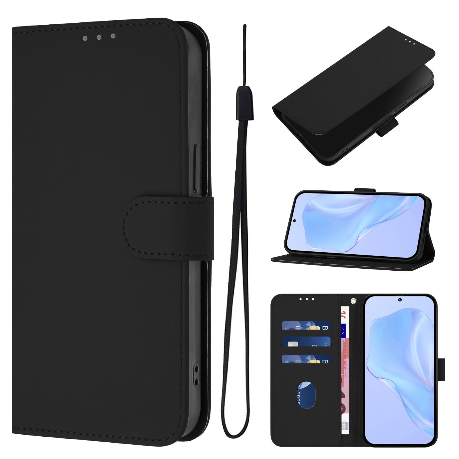 BAILI Custodia A Portafoglio Per Honor 400 Pro, Con 2 Slot Carte E Cavalletto, Chiusura Magnetica, Ricarica Wireless, Blu - 2
