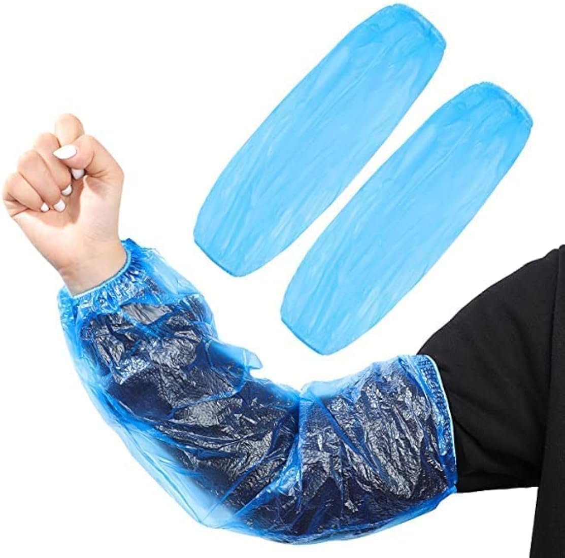 Hot Bargains Unisex Blue Disposable Arm Sleeves, Polyethylene Waterproof Oversleeves For Medical And Cleaning Use, One Size (Pack Of 1000)