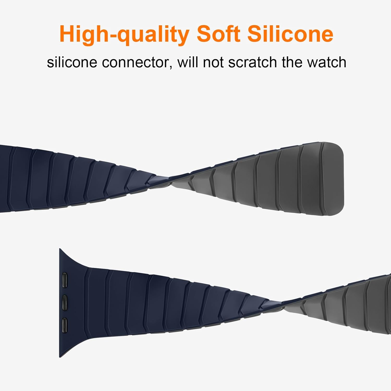 Tasikar Magnetic Bands Compatible with Apple Watch 49mm 46mm 45mm 44mm 42mm Soft Silicone Replacement Loop Wristband for iWatch Ultra 3 2 1 SE Series 11 10 9 8 7 6 5 4 3, Dark Blue-Grey - Image 5