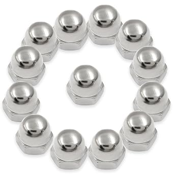 25 Pcs 3/8"-16 Acorn Cap Cover Nuts, Silver