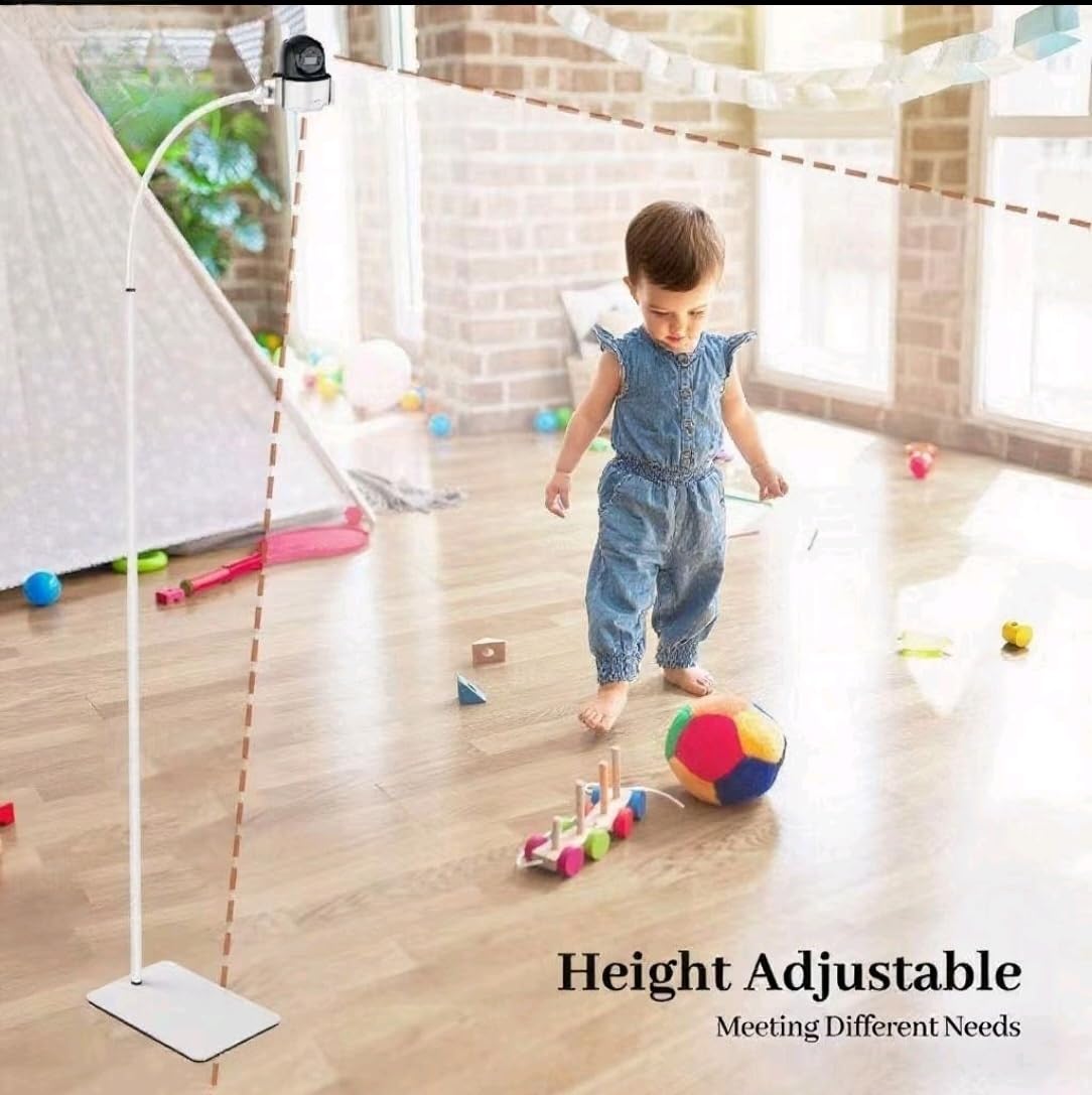 Supporto da pavimento per baby monitor, supporto universale per baby monitor, supporto per fotocamera con base rotonda a 360°, altezza regolabile 90-170 cm, ripiano per monitor video compatibile con