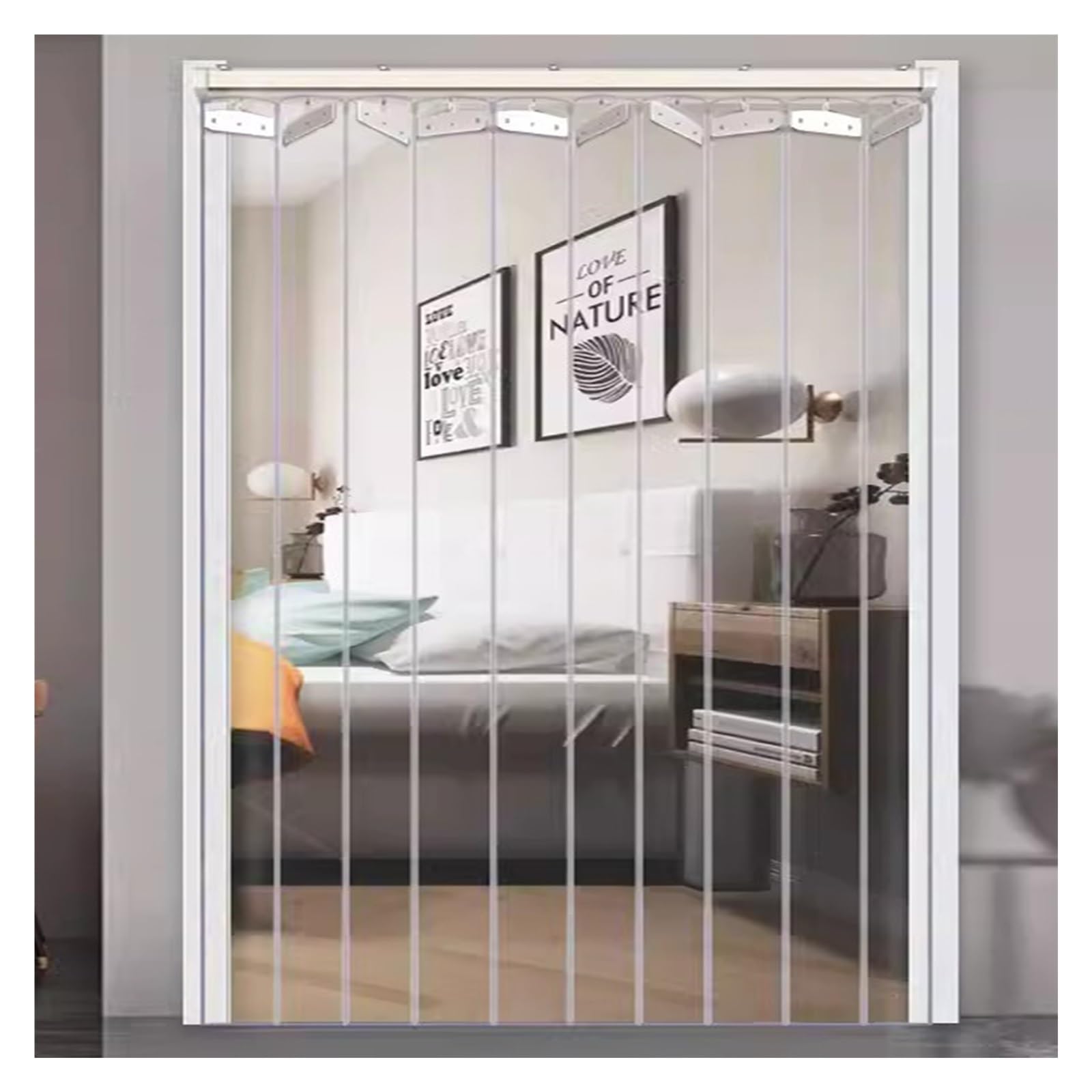 Tenda per porta in vinile PVC – strisce lisce per porte scorrevoli per fabbriche e magazzini – design pieghevole push-pull (1,62 x 2,1 m) – facile installazione ed efficienza energetica
