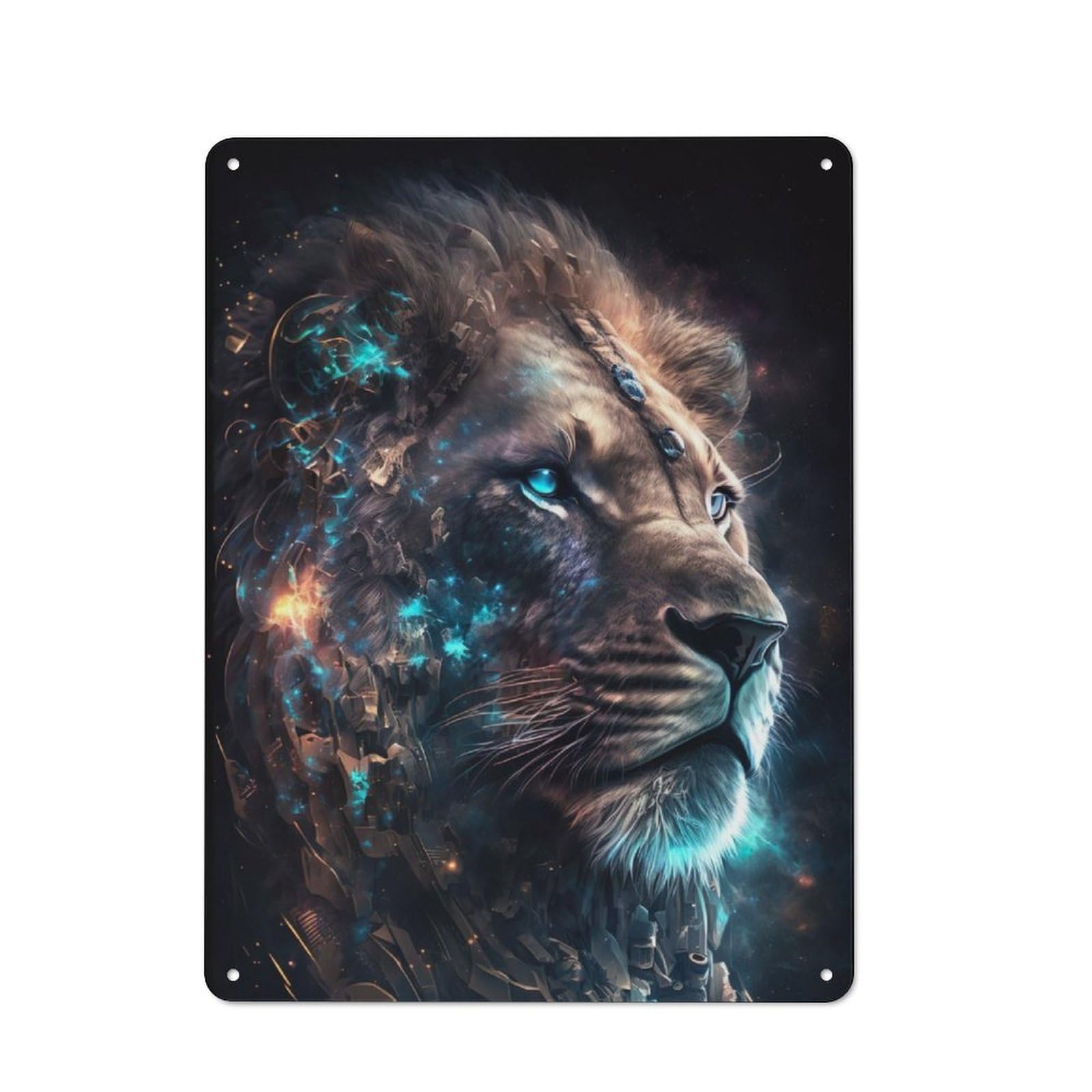 Junmoney Space Lion Rustic Metal Wall Sign 40X30cm For Café Or Restaurant, Gift Idea At Christmas For Café Owners And Decorators