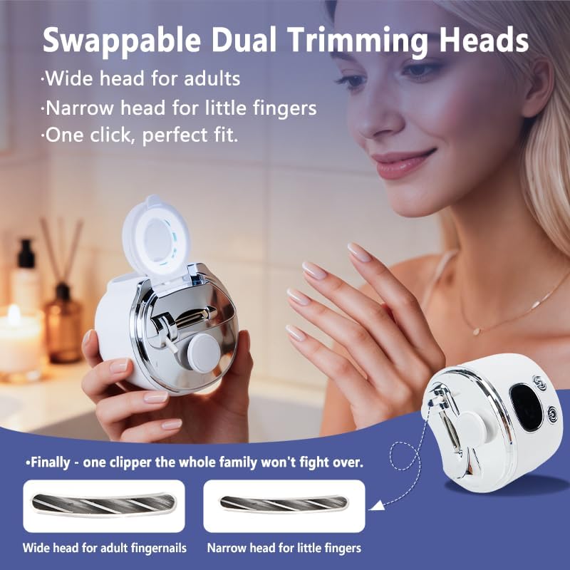 2026 upgraded electric nail clipper, 3-speed automatic nail trimmer with LED light and magnifying glass, suitable for babies, children, adults, seniors, rechargeable cutting electric nail clipper with