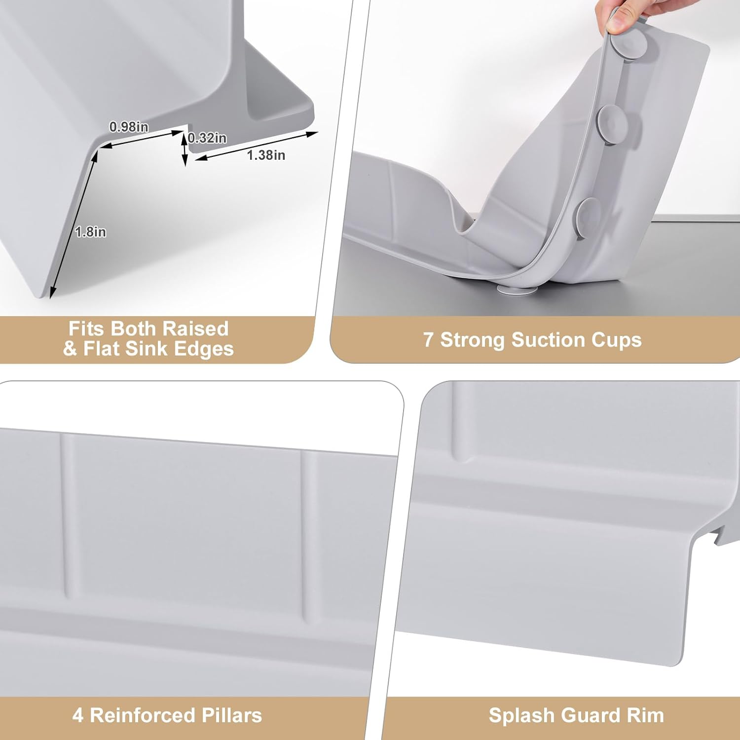 Sink Splash Guard with Suction Cups, 23", Silicone Water Guard for Kitchen & Bathroom, Faucet & Countertop Protector, Easy Install, Dishwasher Safe - Image 5