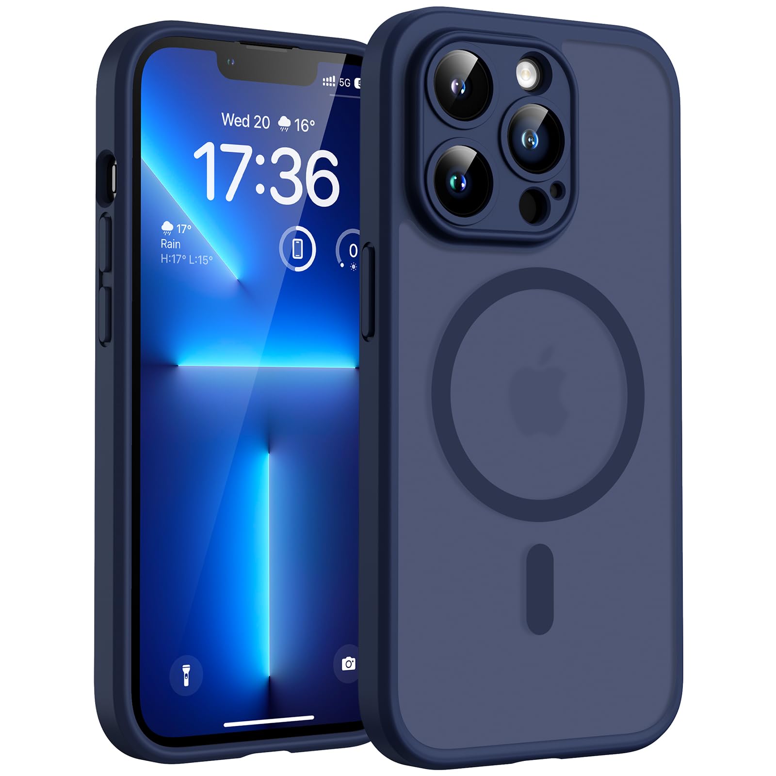 TOCOL for iPhone 13 Pro Case, Full Camera Protection, Compatible with Magsafe, Drop Protection, Translucent Magnetic Matte Phone Case for iPhone 13 Pro 6.1 inch (Dark Blue)