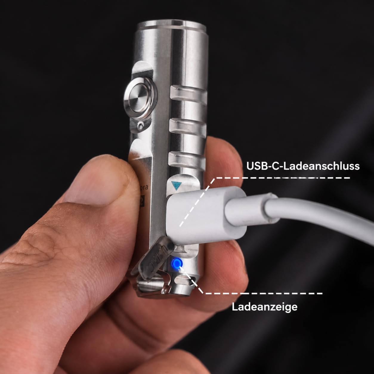 RovyVon A2 G4 LED-Taschenlampe Edelstahl, 650 Lumen, Schlüsselanhänger Taschenlampe wiederaufladbar, IP66 wasserdicht (Silber)