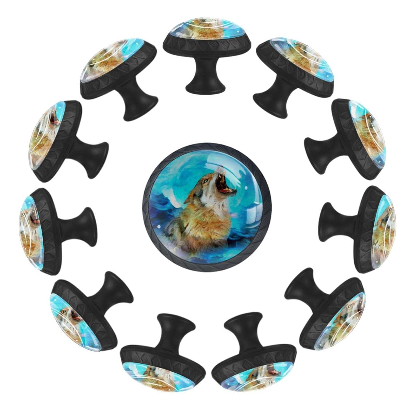 Boutons de tiroir loup galaxie de 35 mm : lot de 12 poignées de meubles ronds pour commode enfant