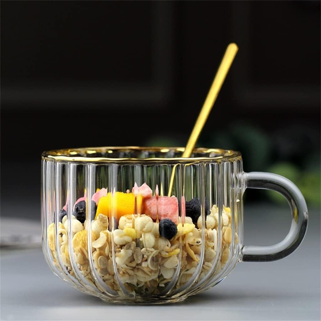 Breakfast Glass Mug Home Coffee Cup Gold-plated Transparent Tea Milk Table Living Room Decoration(D)