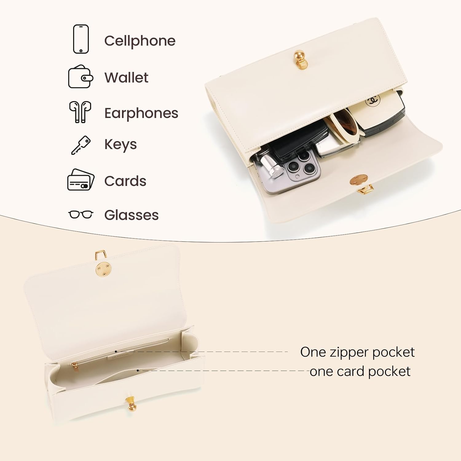 LAFESTIN Leather Shoulder Bag for Women, Small Handbag Purses with Adjustable Strap Designer Cute Crossbody - Image 6