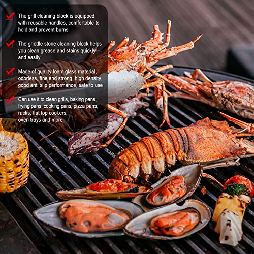 Dunzy 8 Pcs Pumice Stones Scrubbing Grill Griddle Cleaning Brick Block Grill Cleaning Stone Griddle Scrubber Cleaner With Handle For Outdoor Bbq Flat Top Cookers Oven Removing Greases Stains #TOP4