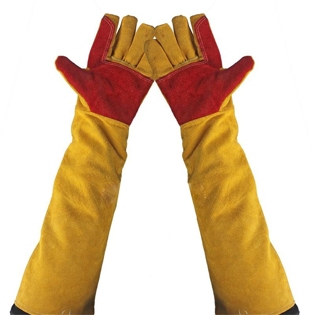 Gants de soudeur 60 cm, gants de soudeur, gants de cheminée, four à barbecue haute température, gants de soudeur longs doublés, gants de sécurité incendie, gants de travail résistants à la chaleur,