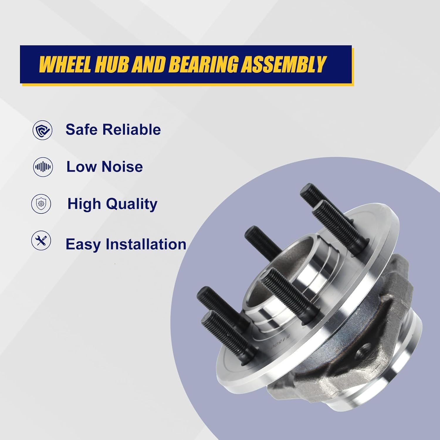 KUSATEC 515007 Front Wheel Bearing and Hub Assembly Compatible with 1997-2004 Dodge Dakota, 1998-2003 Durango, 6 Lug Bolts without ABS