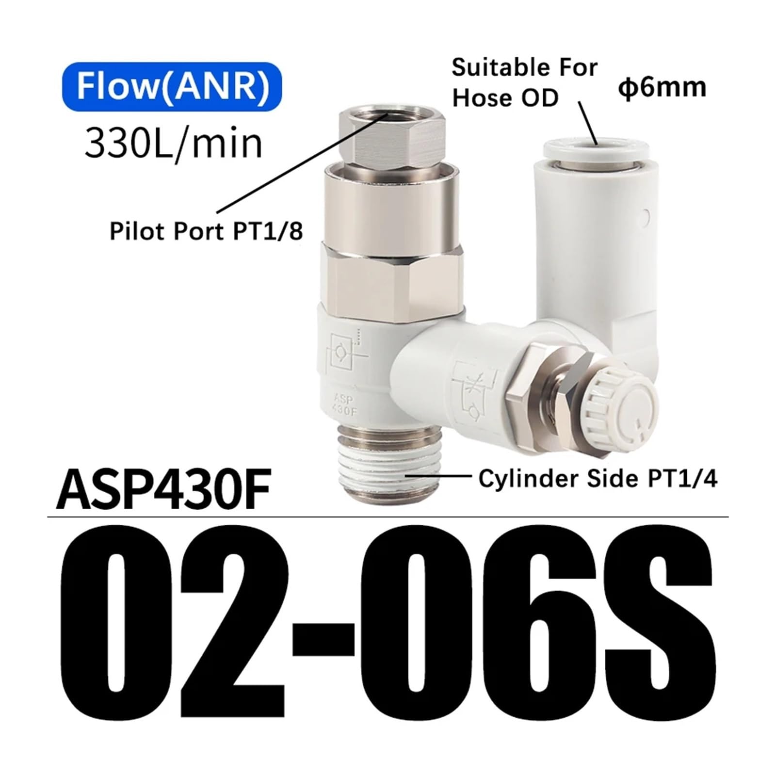Zawór regulacyjny prędkości, 1 sztuka, ASP330F/430F/530F/630F-01-02-06S/08S/10S/12S (ASP430F02-06S)