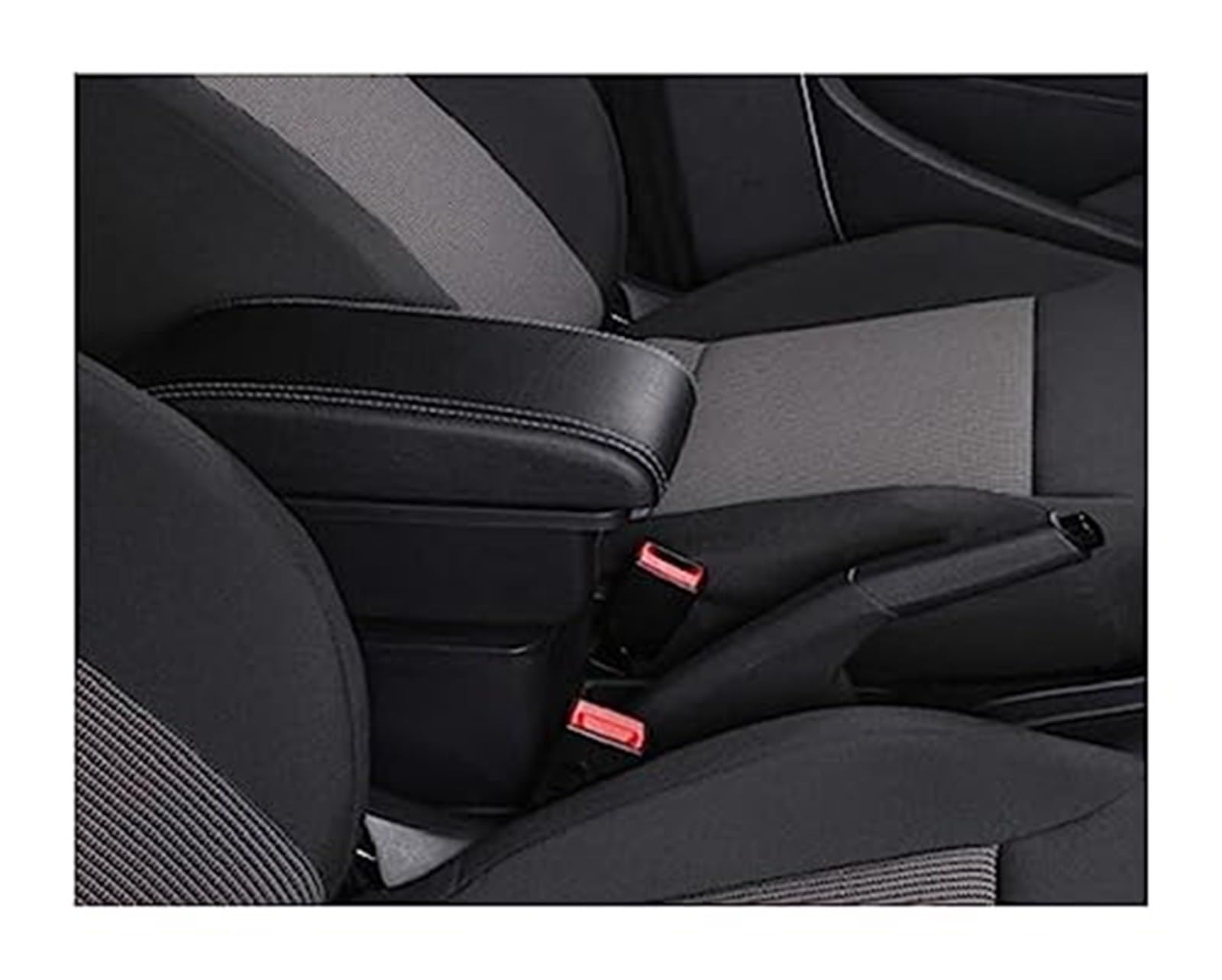 Schowek do podłokietnika samochodowego Schowek na konsolę środkową samochodu Akcesoria do modyfikacji z USB, dla chevroleta, dla Niva Podłokietnik samochodowy(BLACK A Style White Line)