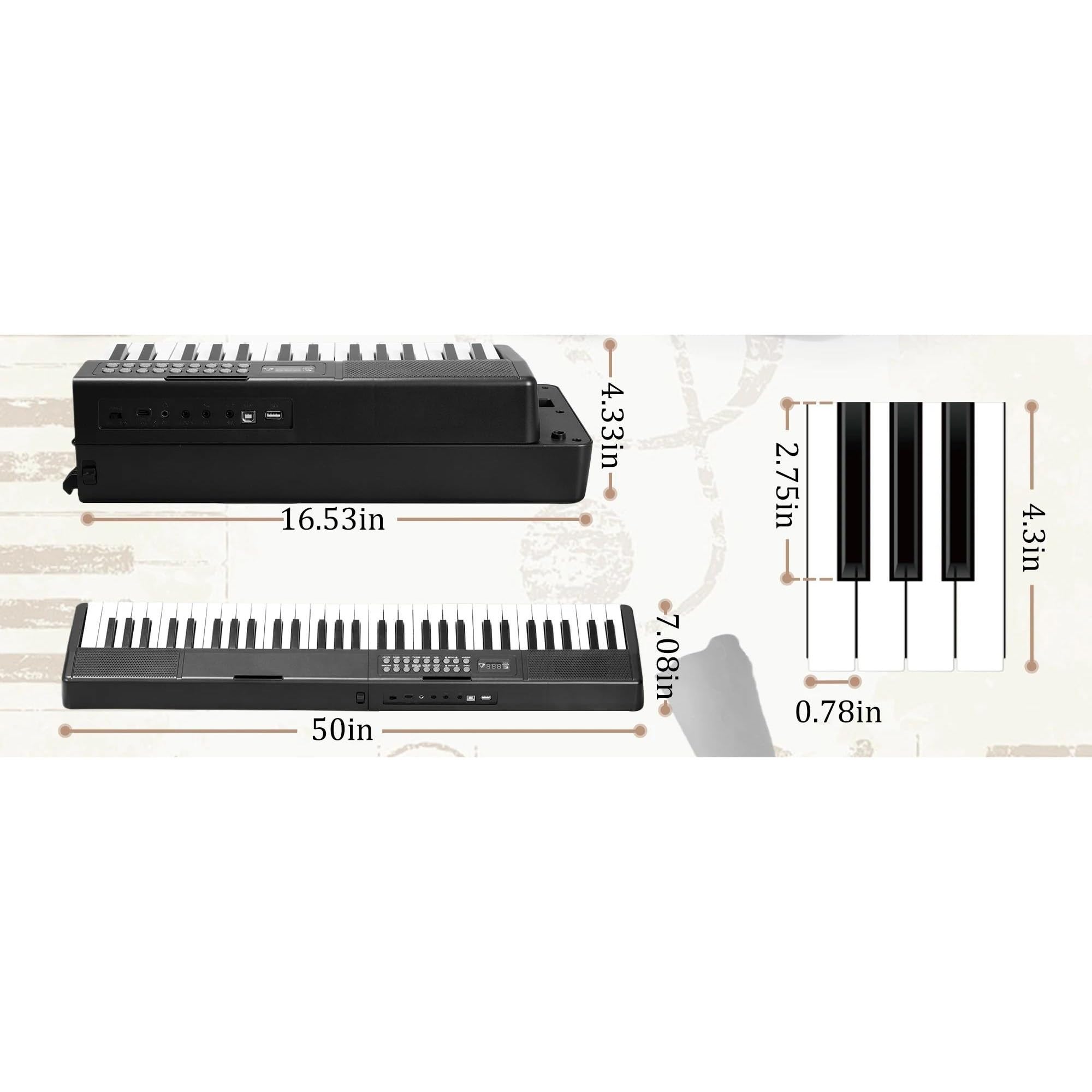 Elektroniczny Instrument Fortepianowy Przenośne Pianino Z 61 Klawiszami Składaną Klawiaturą 1000 Tonów 150 Utworów Demonstracyjnych Profesjonalne Wykonanie
