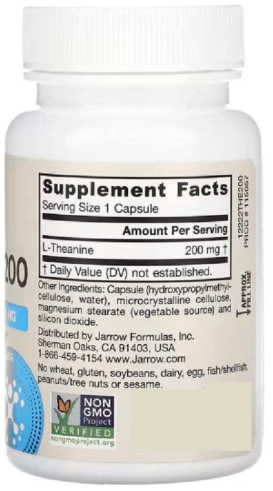 Jarrow Formulas - Theanine | 200mg de L-théanine pour la relaxation et le bien-être - 60 gélules