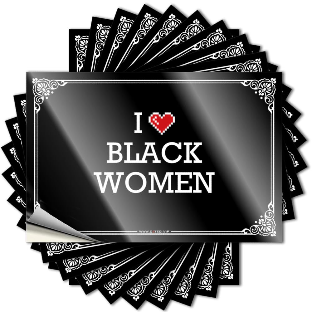 Lettering Sticker Teen Decor Waterproof Vinyl Sticker | I Love Black Women Southern Laptop for Outside DIY Projects(6X9CM)