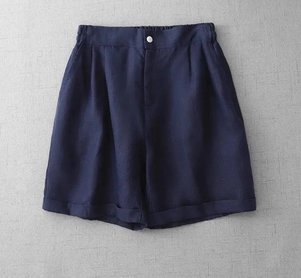 Women Cotton Linen Shorts A-Line Slimming Elastic Waist Breathable Casual Comfortable Pants