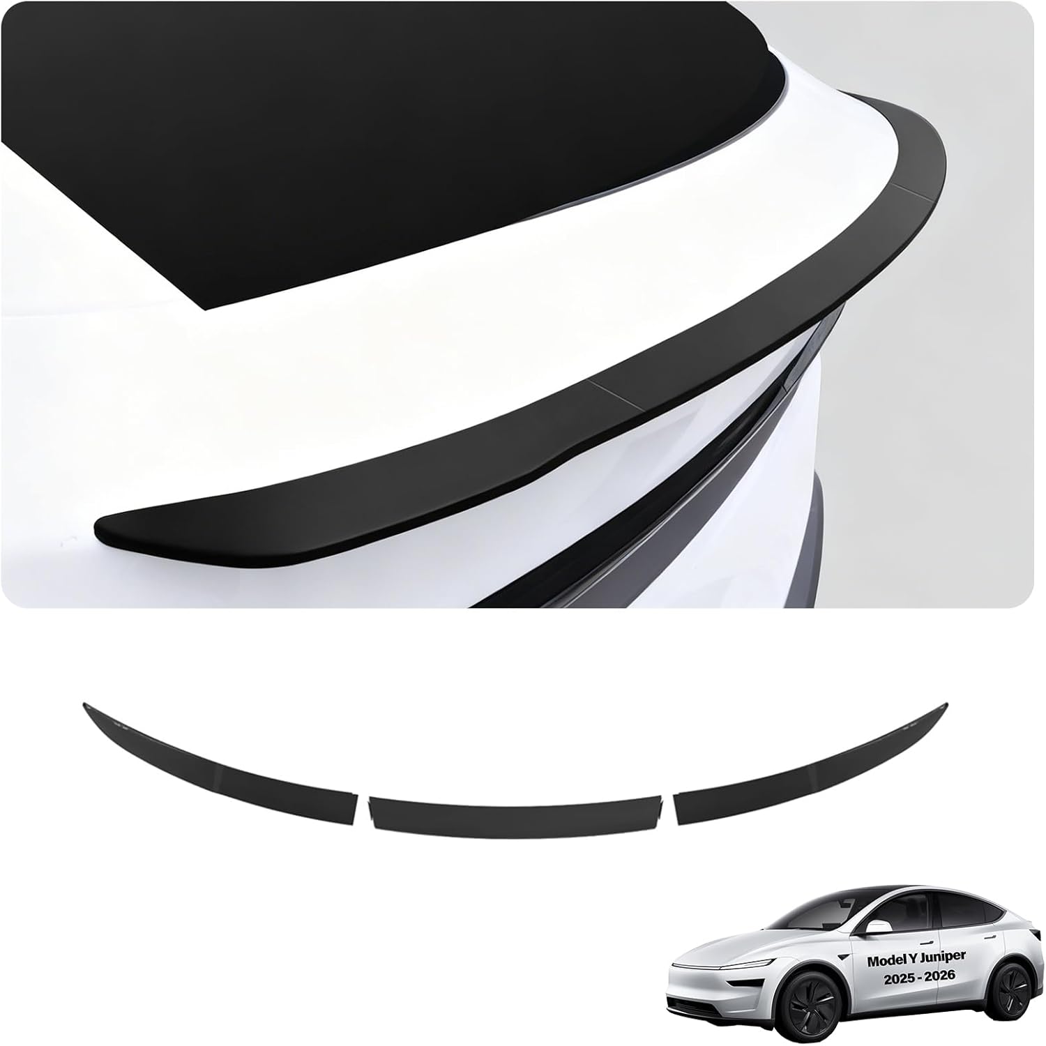 for Tesla Rear Spoiler Wing Model Y Juniper 2025 2026 Segmented Rear Lip Spoiler Exterior Model Y Refresh Accessories ABS Rear Trunk Lip Sporty Appearance Black Styling Kits Spoilers