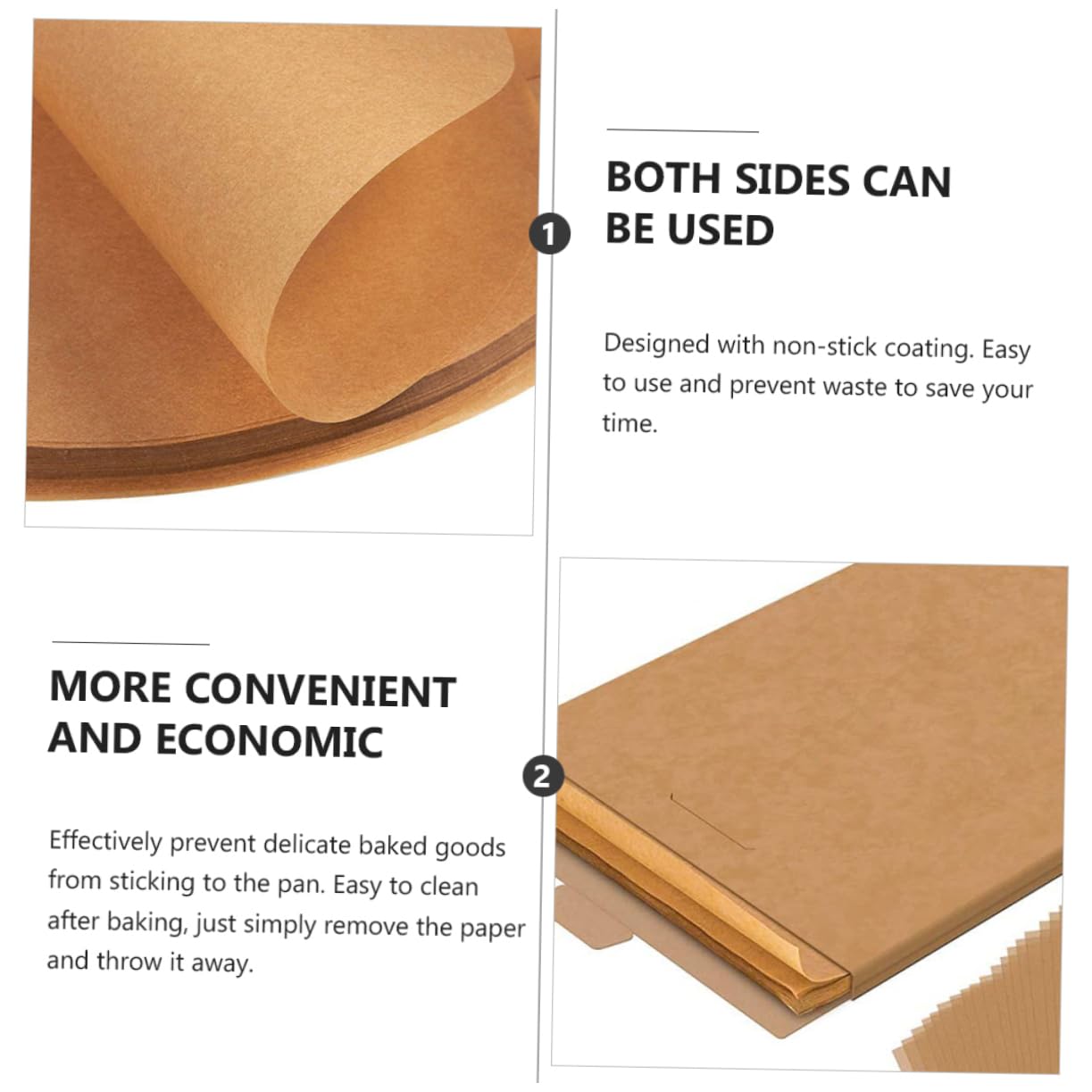 Papier Sulfurisé Marron Non Adhésif en Pâte de Bois, 200 Feuilles 12x16 Pouces, Double Face Utilisable pour Cuisson, Pâtisserie et Barbecue Pratique
