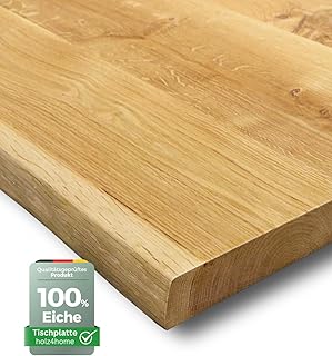 holz4home® Tischplatte mit Baumkante Massivholz Eiche I 100 x 70 x 4 cm LxBxH I Esstisch-Platte Schreibtischplatte I Echtholz