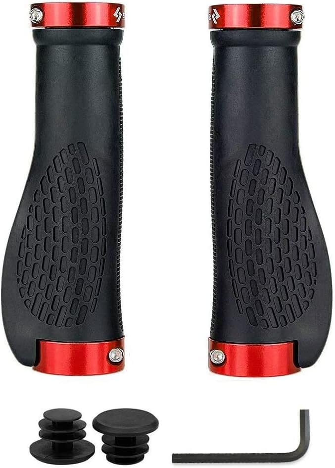 SAPLIZE Bike Handlebar Grips, Multi Colors/Design Optional, Ergonomic Design, Aluminum Double Lock-on, Mountain Bike Grips, MTB BMX Downhill Foldable Urban Bicycles Grips, Scooter Grips