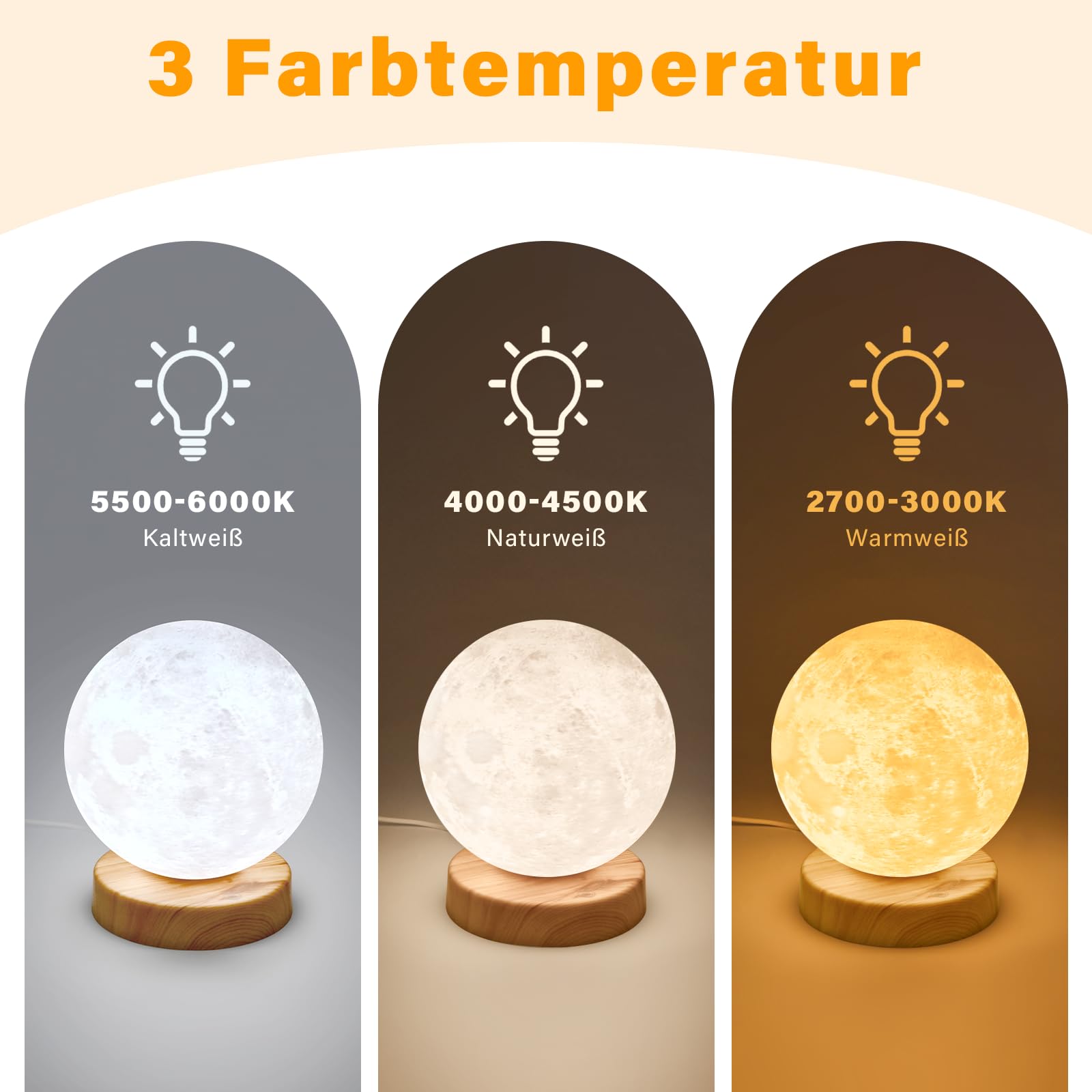 Lámpara de luz diurna de Hilshine sin UV, 10000 lux, lámpara de terapia de luz con 3 temperaturas de color, brillo ajustable, tamaño compacto, lámpara solar natural para el hogar/la oficina