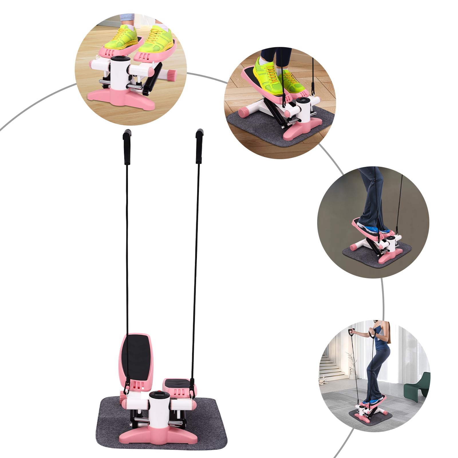 Mini stepper - Pédale portable - Appareil d'entraînement des jambes pliable - Pour s'asseoir sous le bureau - Appareil d'entraînement des pieds pour une utilisation à la maison et au bureau (gris