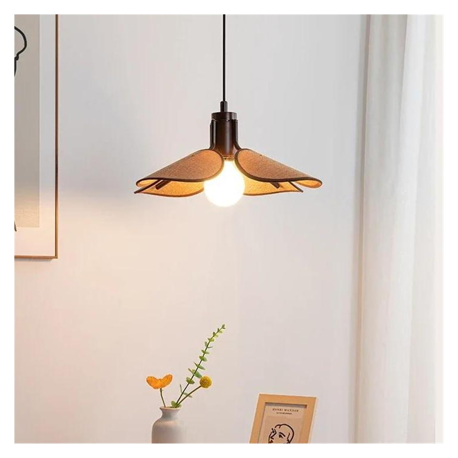 Suspension LED tissu pétale pour éviter la lumière agressive en cuisine