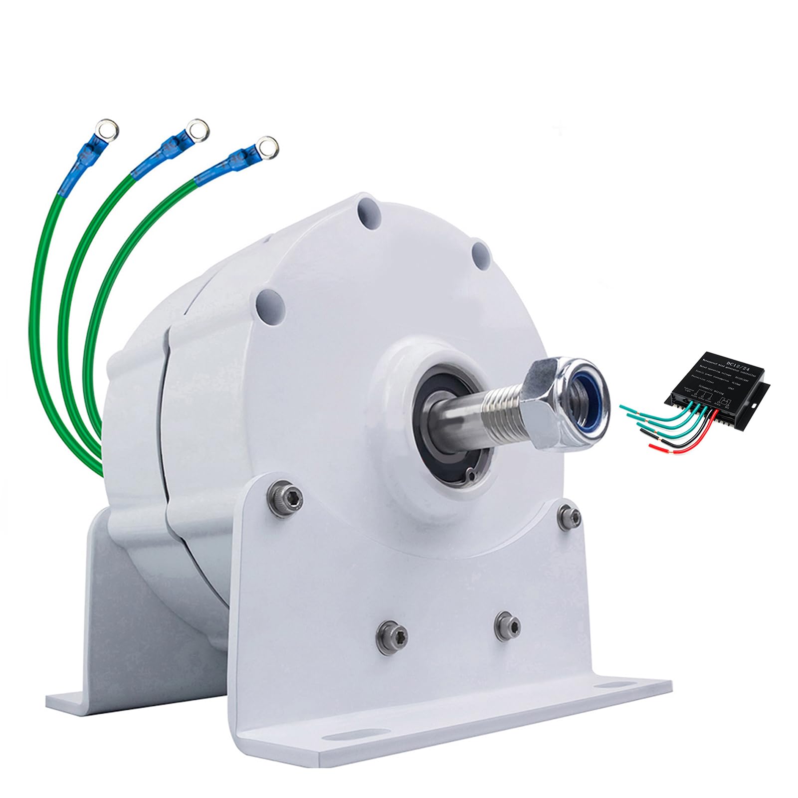 12V 24V 48V Gearless Alternator Electric Motor, 1200W DIY AC DC Power Alternator Low RPM Permanent Magnet Generator (With Base)