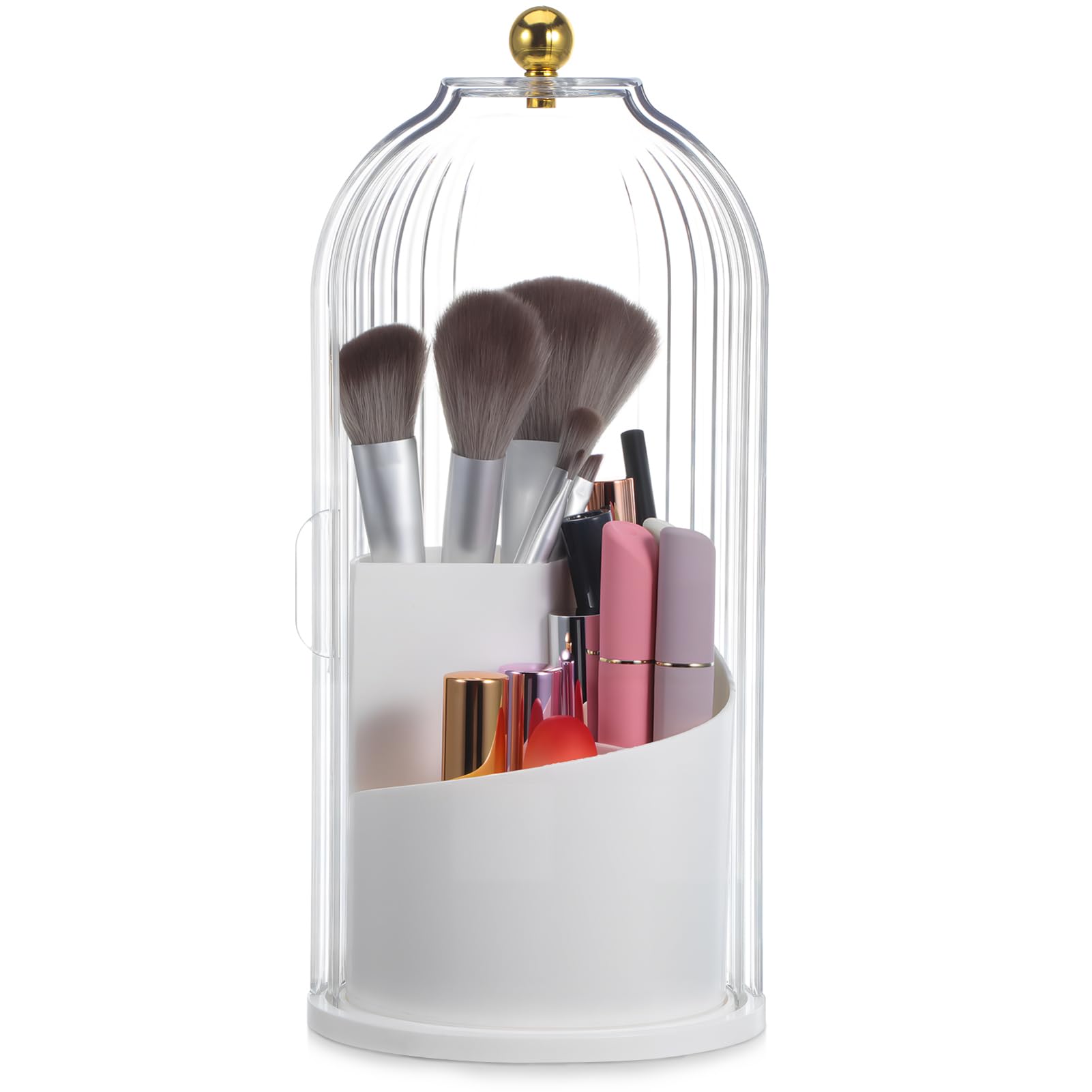Kosmetikpinsel Behälter Mit Deckel Make-up Pinselhalter Stehender Drehbar Für Schminktisch Und Badezimmer Transparenter Pinsel Organizer Für Arbeitsplatte