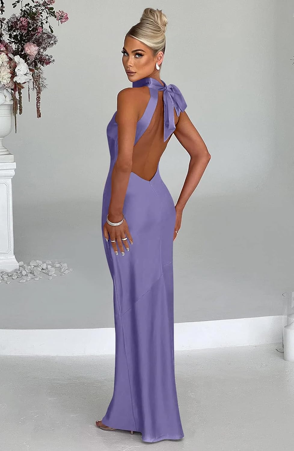 Memoriesea Women's Sexy High Split Sleeveless Backless Party Wedding Maxi Dress - Image 4