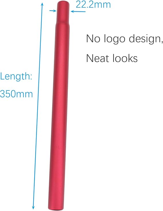 DJC Components Bike Seatpost Lightweight Aluminum 350mm Length 25.4mm 27.2 28.6 30.4 30.9 31.6 for MTB Mountain Bike Lady Bike no clamp Head Headless (red, 25.4mm)