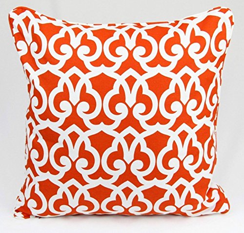 Adam Home Housses de Coussin de Luxe 100% Coton imprimé Souple 50,8 x 50,8 cm Lot DE 4, 100% Coton, Sarah Orange, Lot DE 4