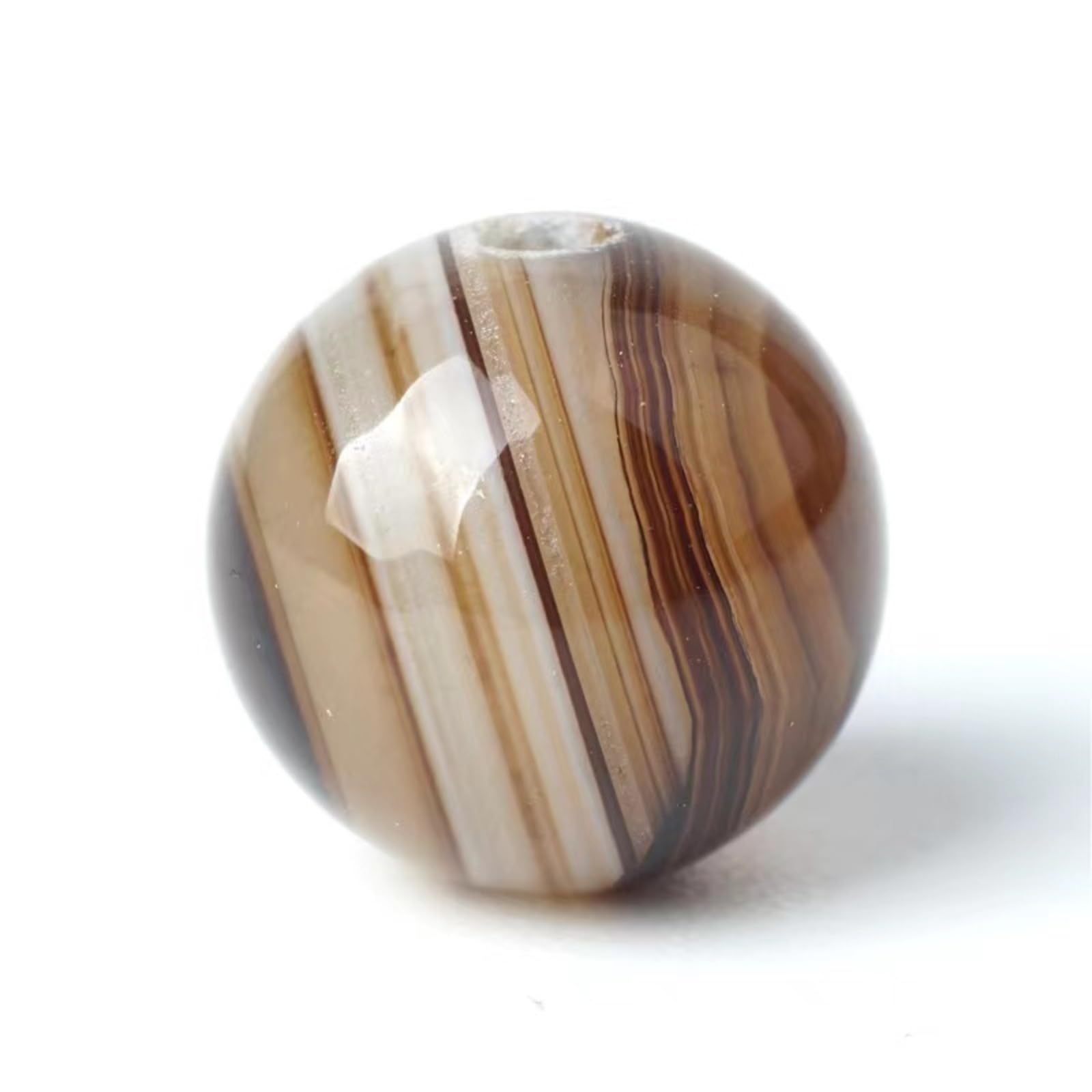 100Pcs Natural Stone Beads 10mm Coffee Striped Agate Round Loose Gemstone Energy Healing Beads Hole Size 1mm DIY Smooth Beads for Bracelet Necklace Earrings Jewelry Making