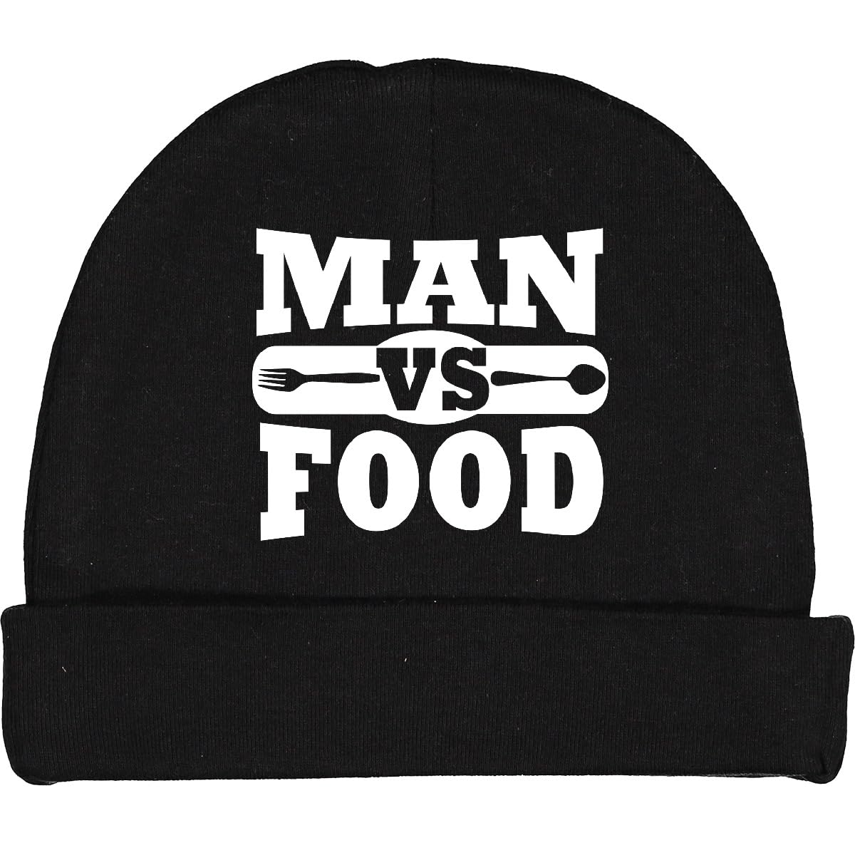 Funny 'Man Vs Food' Baby Beanie Hat by inktastic