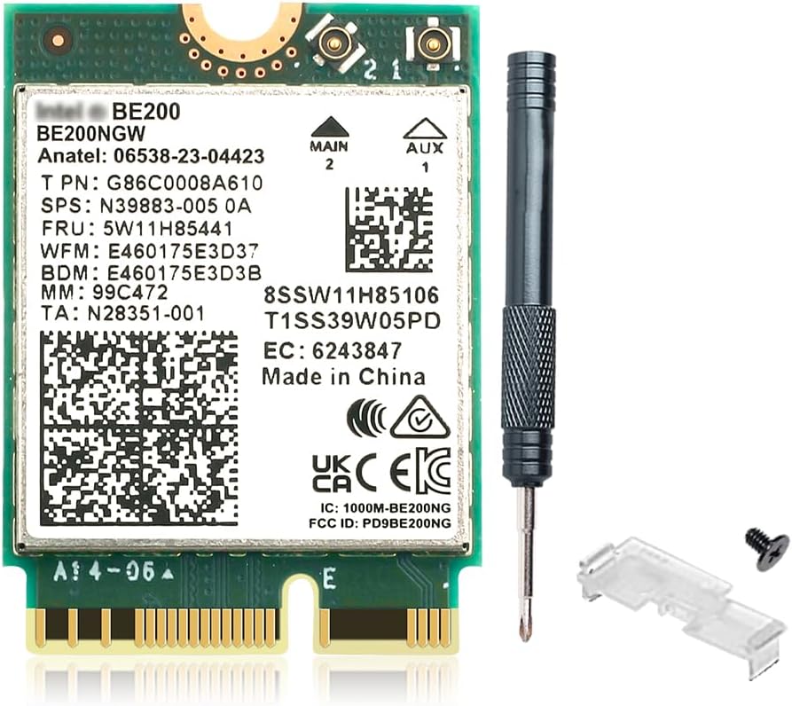 WiFi 7 BE200 Wireless Card,for Intel BE200NGW 5800Mbps M.2 NGFF Network, 802.11BE Tri-Band 6G/5GHz/2.4GHz,WPA3,Bluetooth 5.4,Wi-Fi7 for Laptop Desktop,Compatible with Windows 10/11, Not Support AMD