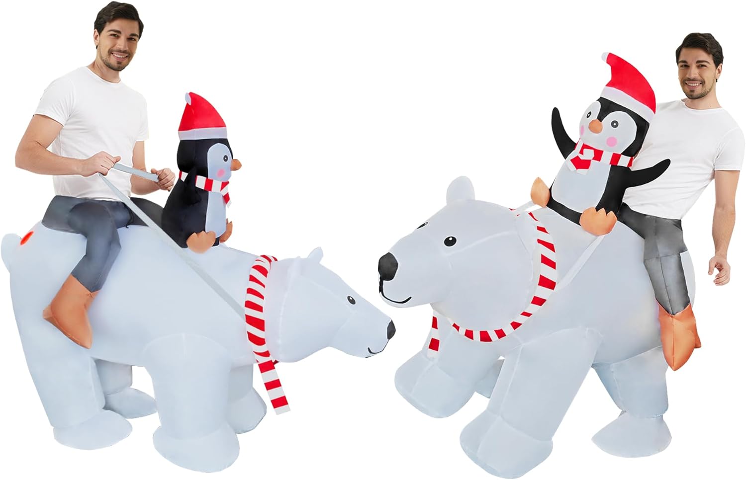 Christmas Inflatable Penguin Riding Polar Bear Costume Adult Inflatable Riding Costume Christmas Blow Up Suit for Christmas Party/Parade - Image 2