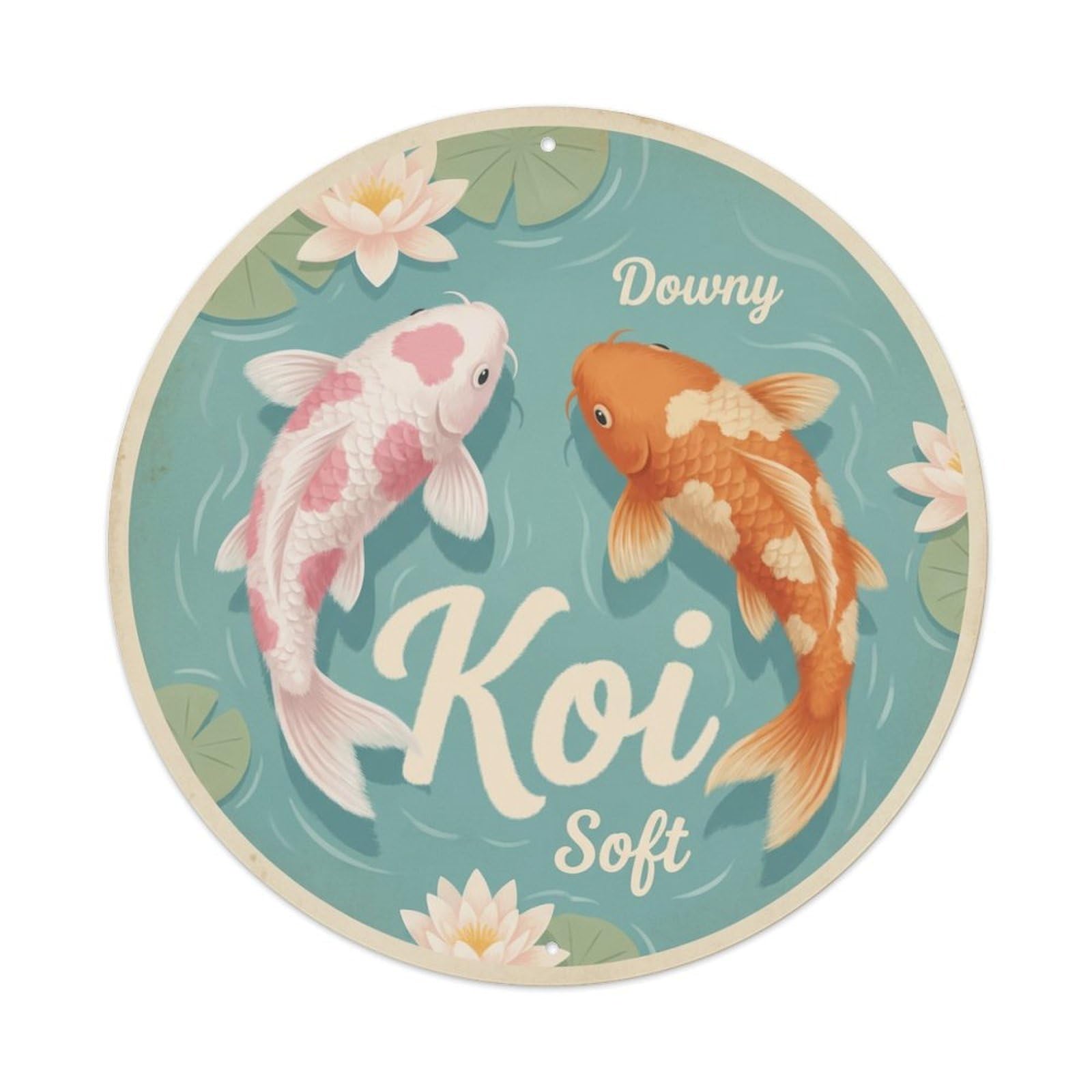 Metal Tin Sign Koi Fish Light Fluffy Japan Vintage Ukiyo-e