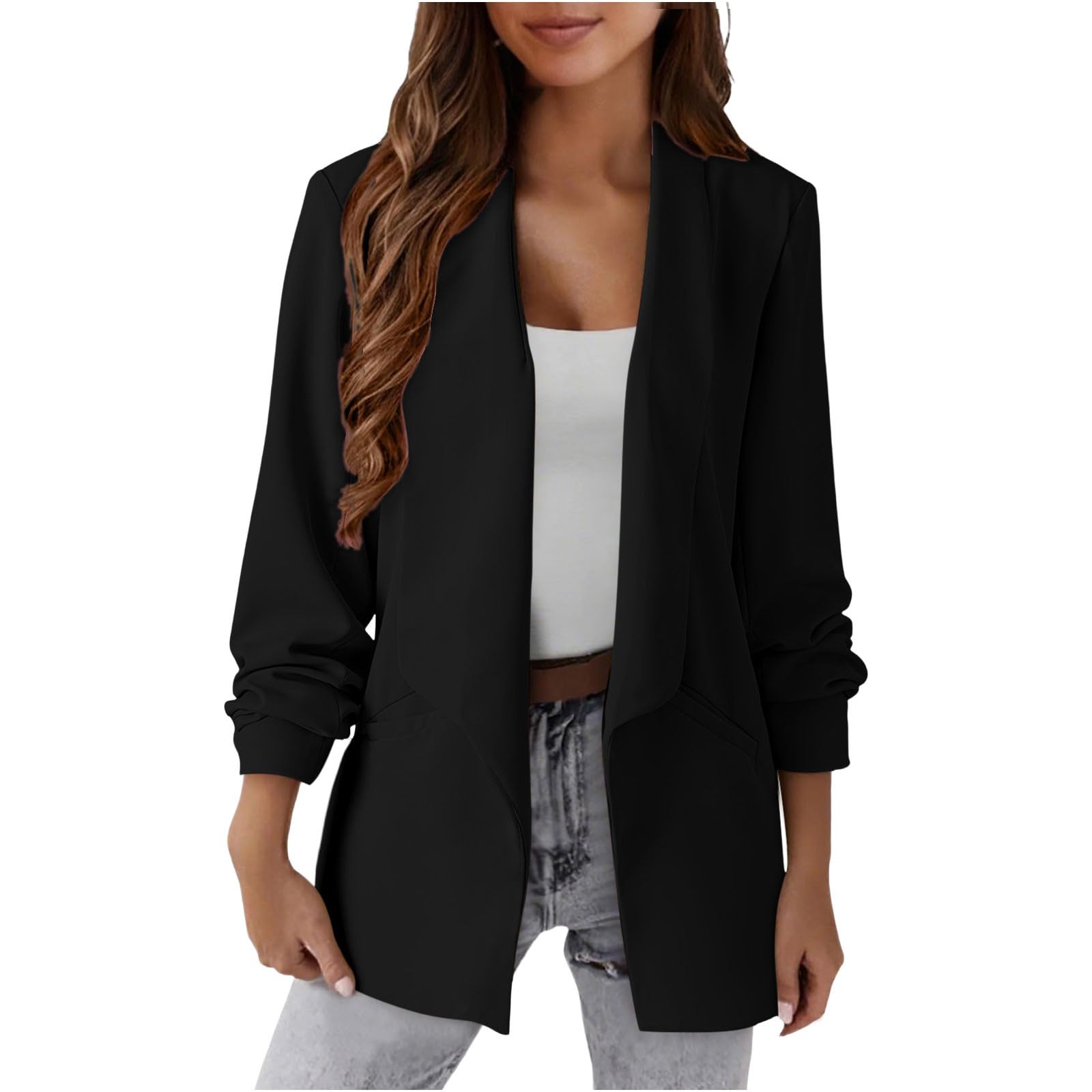 Blazers for Women Casual Oversized Open Front Long Sleeve Jackets Work Office Business Suit Blazer with Pockets