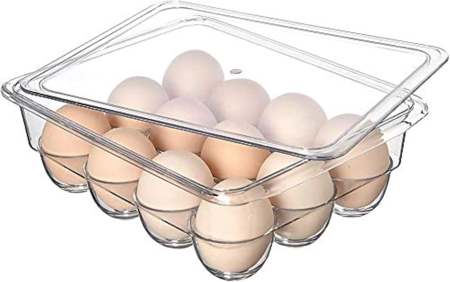 INKULTURE Acrylic Egg Storage Box or Egg Trays for Refrigerator with Lid & Handles Egg Tray Box for 12 Egg Square Shape | Clear & Unbreakable